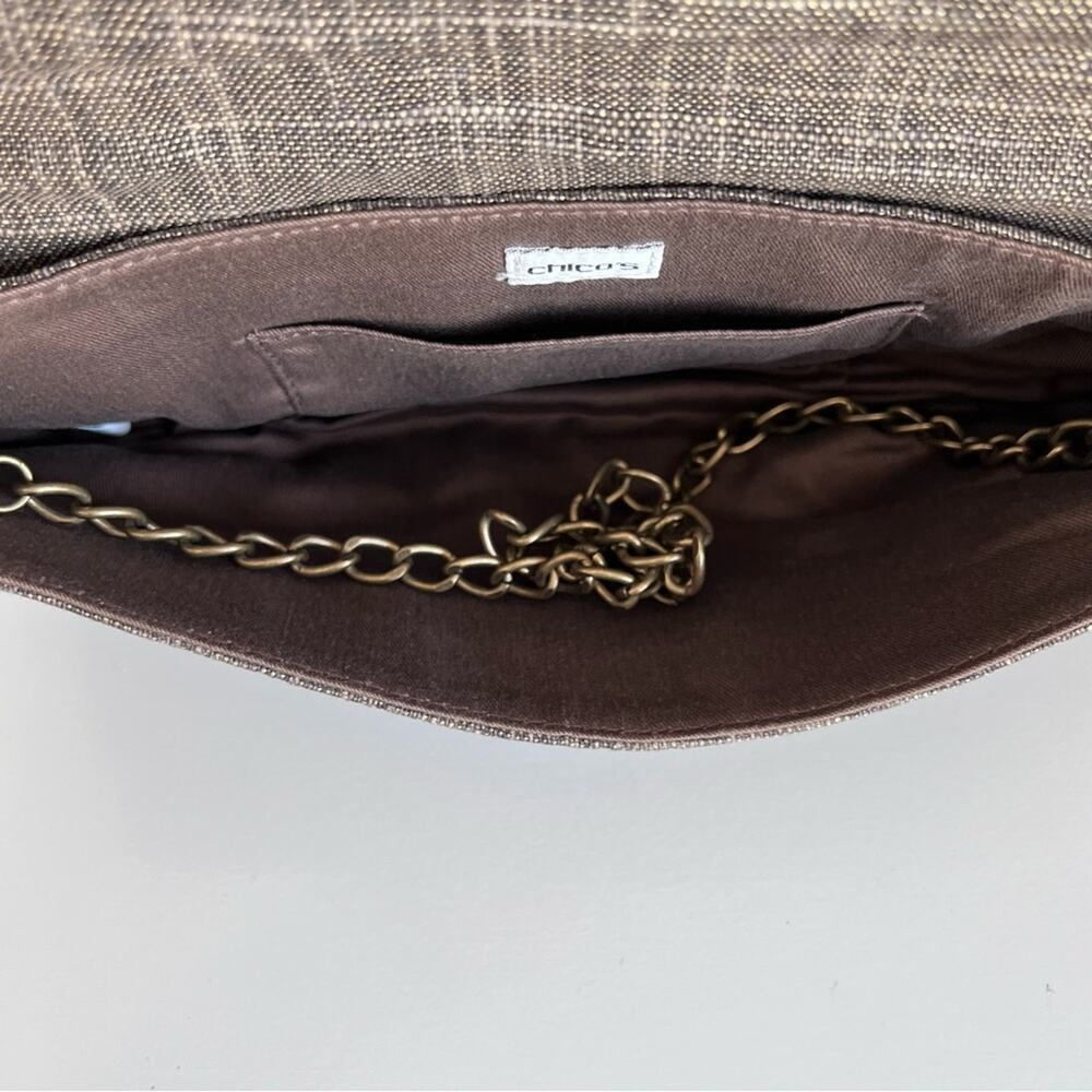 Chico’s Embellished Linen Foldover Clutch bag - Picture 7 of 10